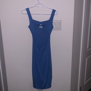 Oh Polly never been worn midi blue dress open chest crisscross stomach